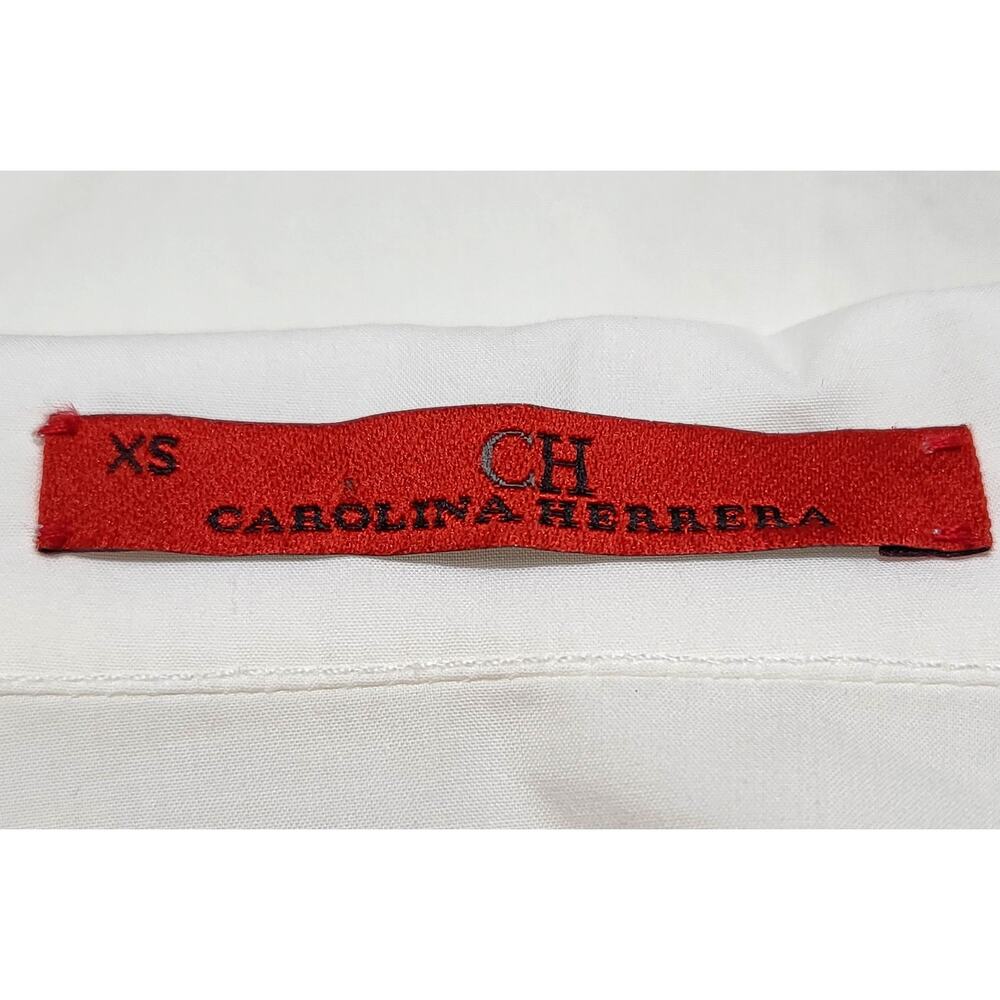Carolina Herrera Sequined CH Logo Oversized Crisp White V-Neck Tunic Top XS NWOT - Picture 4 of 5